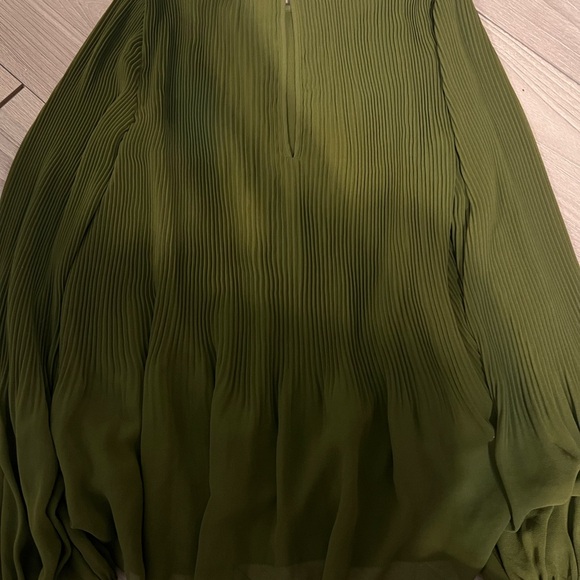 SOLD —-Olive Green Pleated Women's Top - Picture 5 of 6
